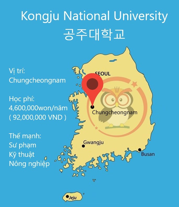 Bản đồ đại học Quốc gia Kongju: vị trí, học phí, thế mạnh