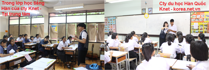 Trong lớp dạy tiếng tại trung tâm dạy tiếng Hàn ở Hà Nội