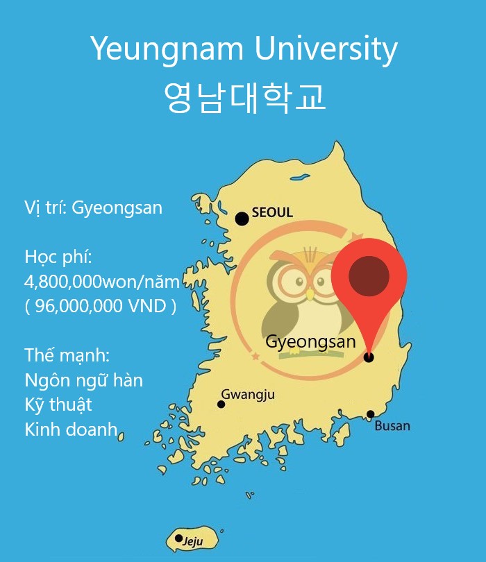 Bản đồ đại học Yeungnam: vị trí, học phí, thế mạnh