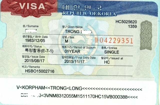 ảnh visa E-7 dành cho kỹ sư làm việc tại Hàn Quốc