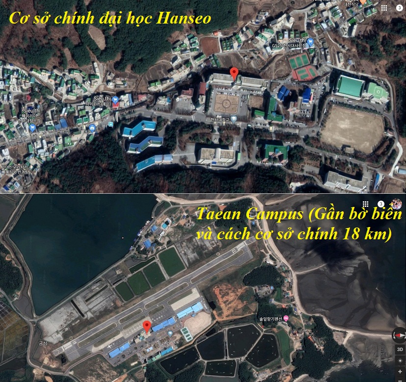 Ảnh vệ tinh 2 cơ sở của đại học Hanseo