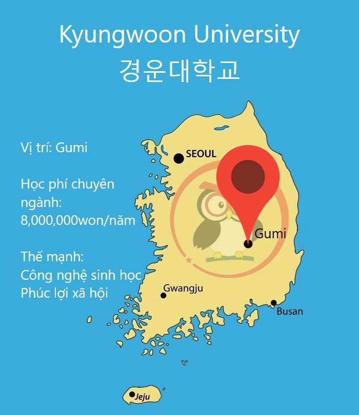 Bản đồ đại học Kyungwoon: Vị trí, học phí, thế mạnh