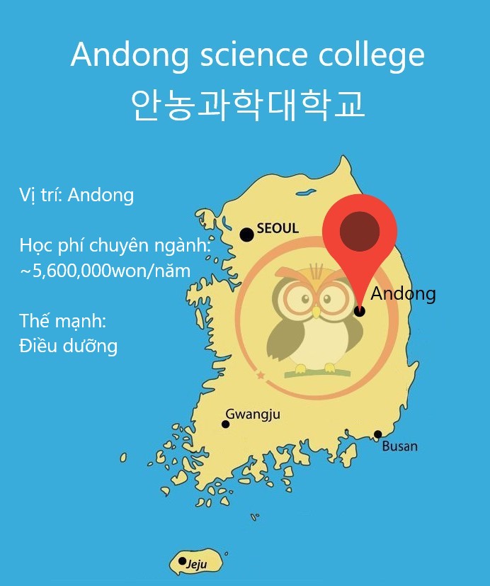 Bản đồ Cao đẳng Andong: vị trí, học phí, thế mạnh