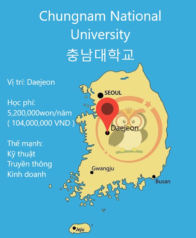Bản đồ đại học Chungnam: vị trí, học phí, thế mạnh