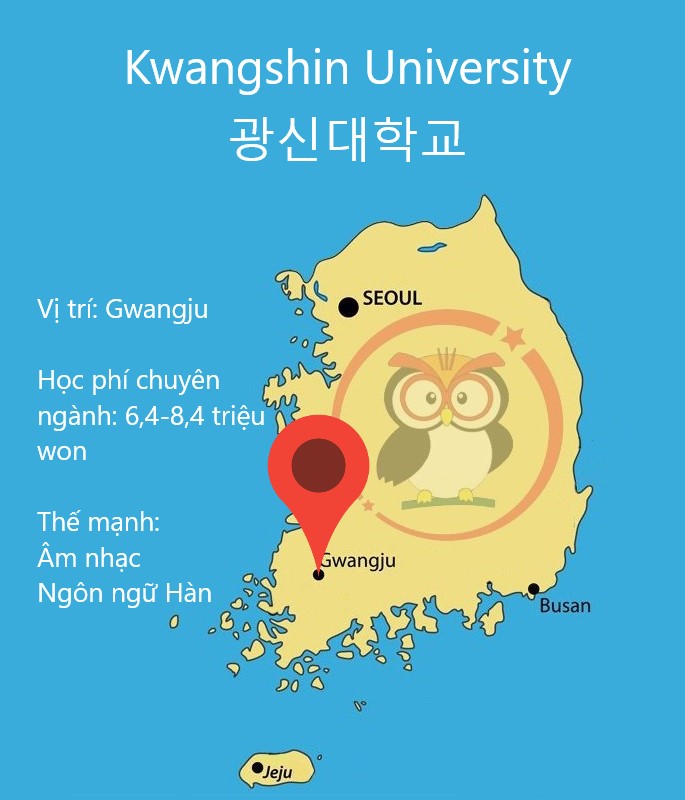 Bản đồ đại học Kwangshin: vị trí, học phí, thế mạnh