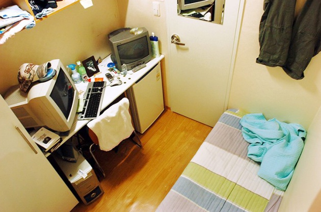 Hình ảnh của căn phòng Goshiwon dành cho một người tại Hàn Quốc
