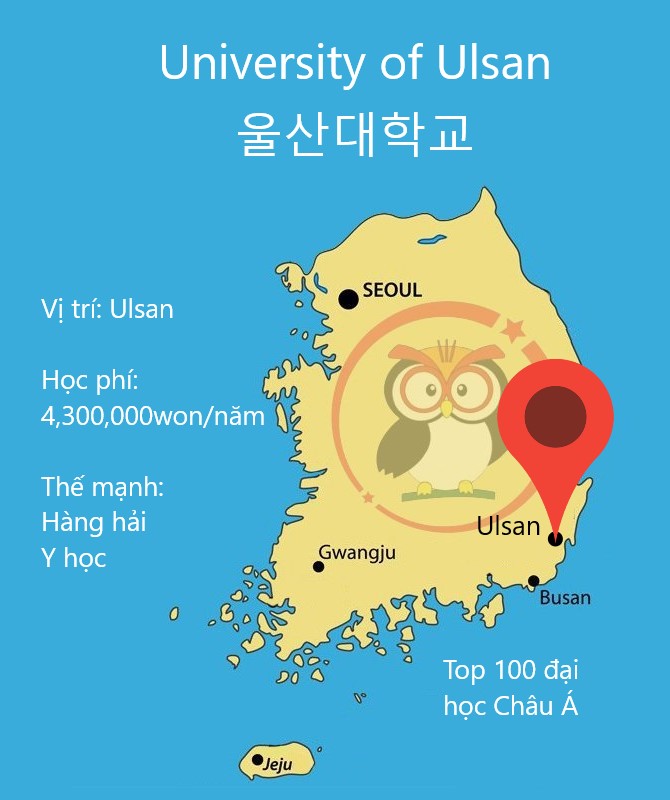 Bản đồ đại học Ulsan: vị trí, học phí, thế mạnh