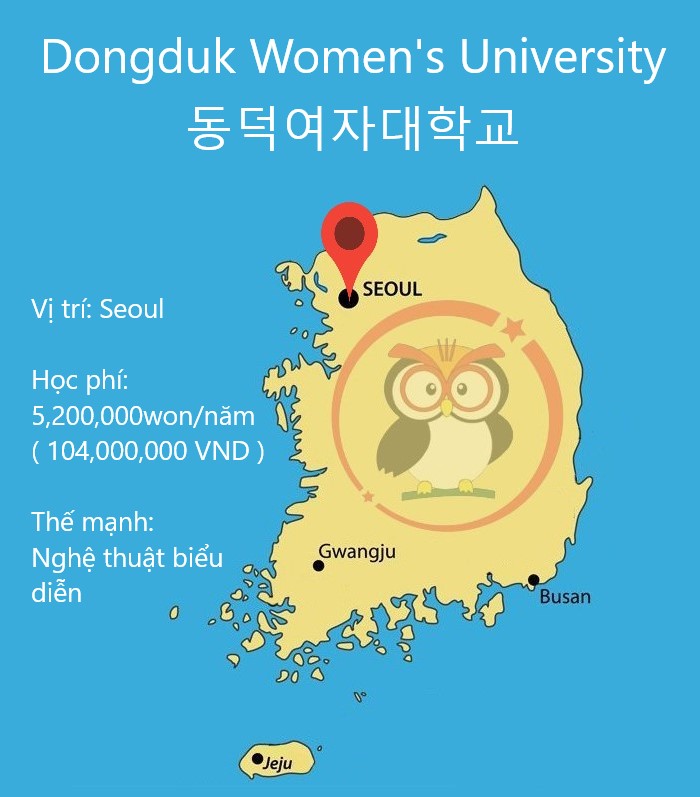 Bản đồ đại học Nữ sinh Dongduk: vị trí, học phí, thế mạnh