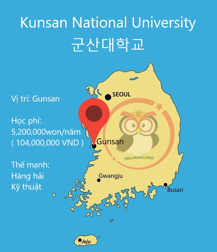 Bản đồ đại học Kunsan: vị trí, học phí, thế mạnh