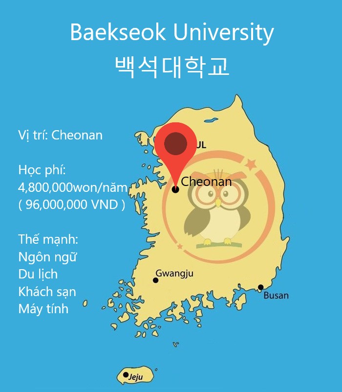 Bản đồ đại học Baekseok: vị trí, học phí, thế mạnh
