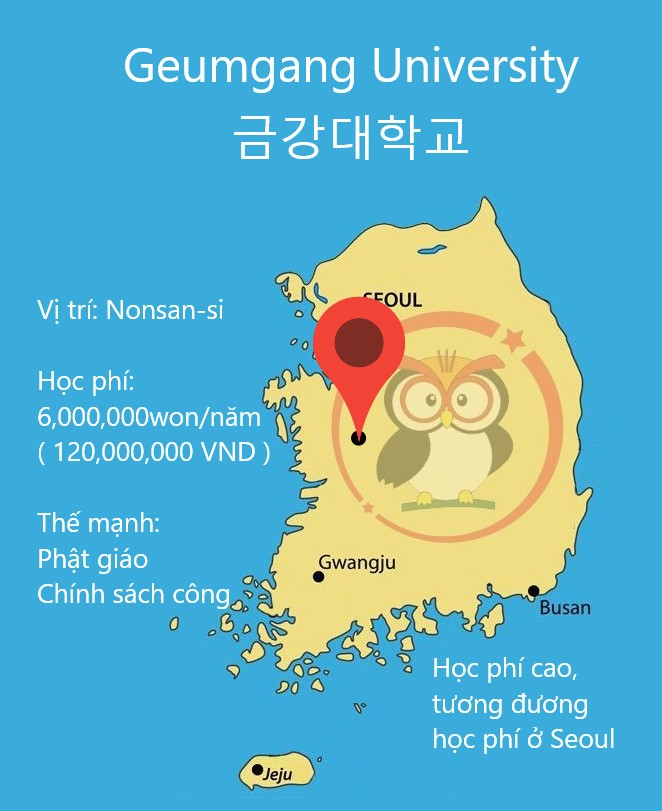 Bản đồ đại học Geumgang: Vị trí, học phí, thế mạnh