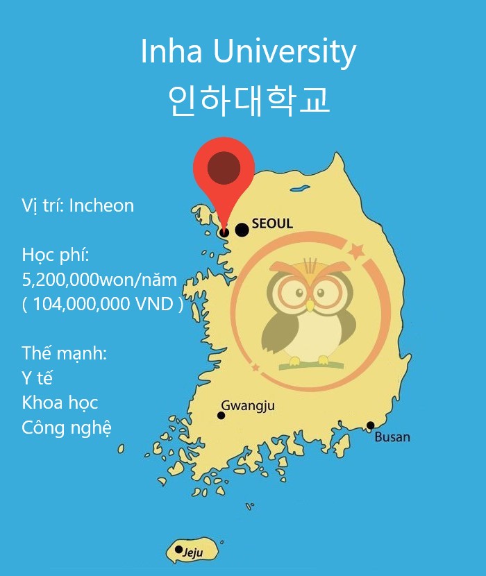 Bản đồ đại học Inha: Vị trí, học phí, thế mạnh