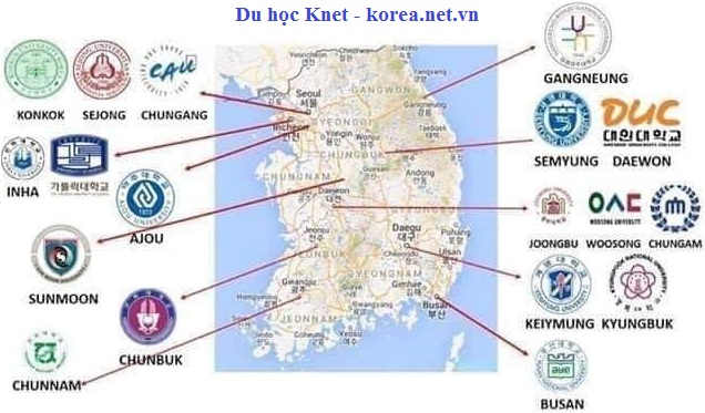 Vị trí của các trường đại học có các ngành học tốt ở Hàn Quốc