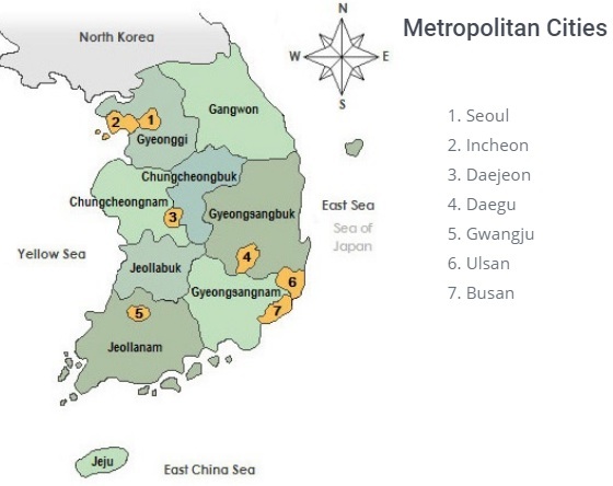 Dân Số Ở Các Tỉnh/Thành Phố Của Hàn Quốc Korea.Net.Vn
