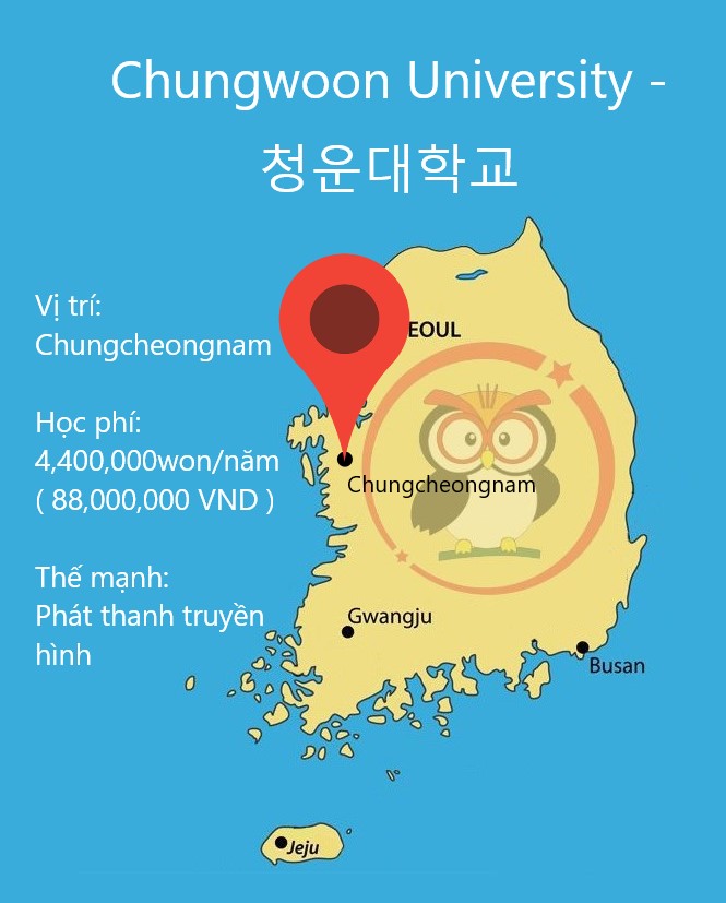 Bản đồ đại học Chungwoon: vị trí, học phí, thế mạnh