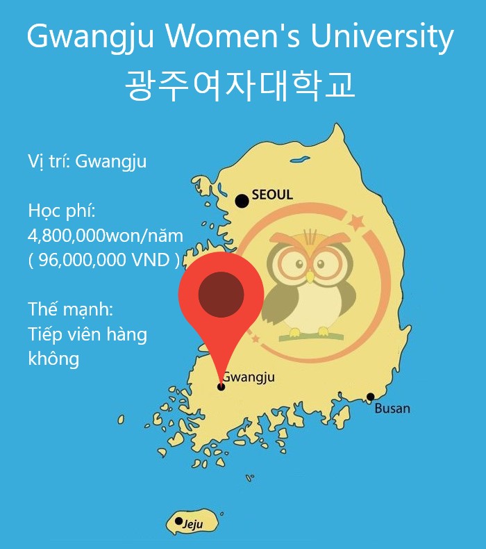 bản đồ đại học Nữ Gwangju: Vị trí, học phí, thế mạnh