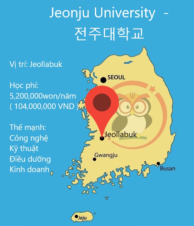 Bản đồ đại học Jeonju University: Vị trí, học phí, thế mạnh