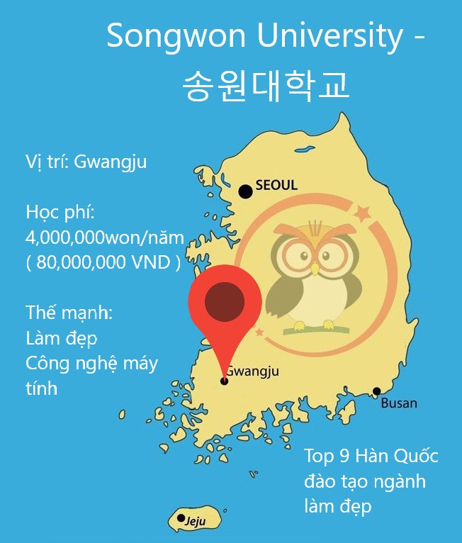 Bản đồ Songwon university: học phí, thế mạnh